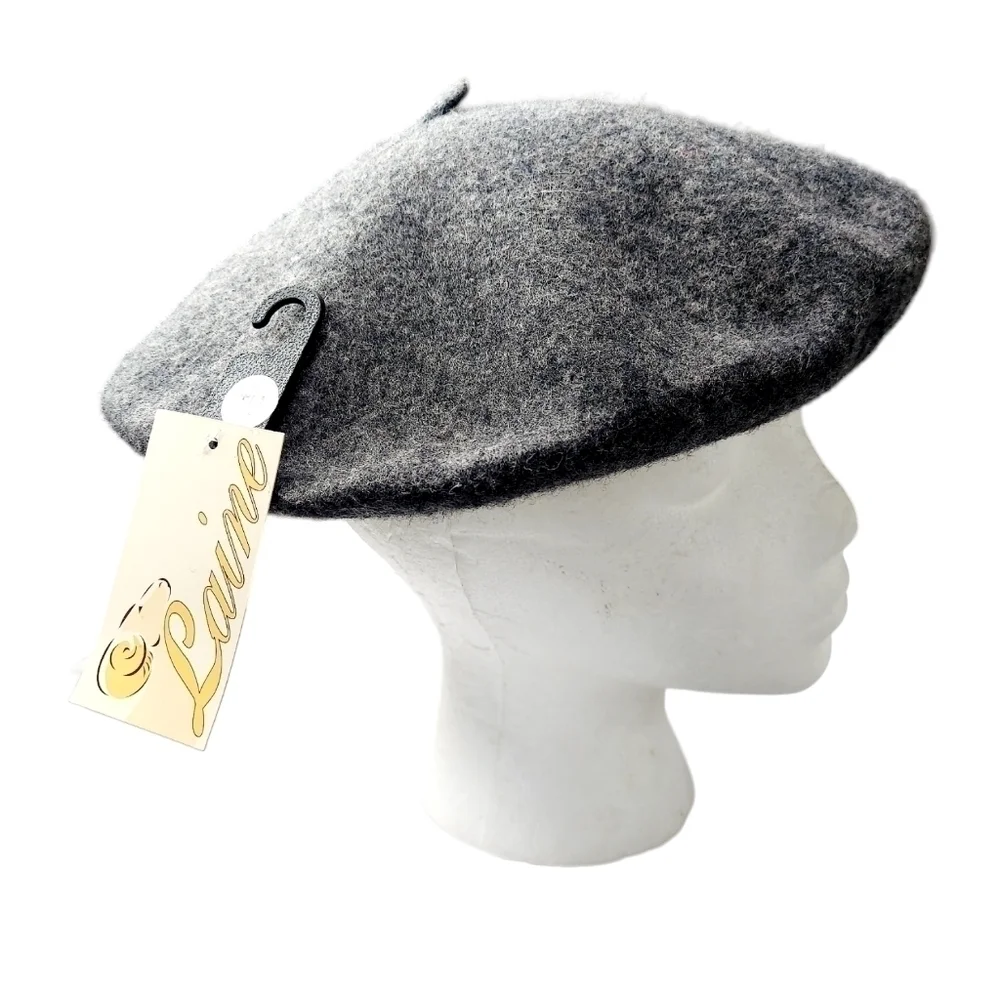 Wool Beret Gray Beanie Cap Hat Preppy Hipster NEW with Tags - Picture 9 of 9